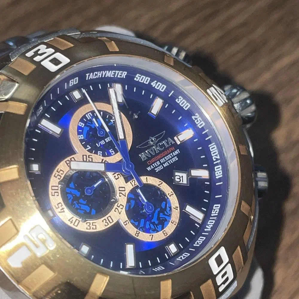 Invicta Mens Rare Pro Diver‎ Chrono Blue Dial Stainless Steel Watch Model 12355
